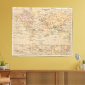 ヴィンテージ世界地図（1880年） キャンバスプリント (インサイチュ (リビング))