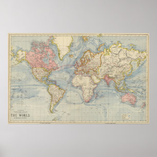 ヴィンテージ世界地図(1883年) ポスター