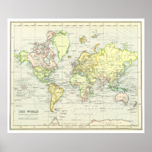 ヴィンテージ世界地図(1899年) ポスター