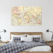 ヴィンテージ世界地図（1914年） キャンバスプリント (インサイチュ (寝室))