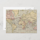 ヴィンテージ世界地図(1914年) ポストカード (正面/裏面)