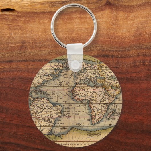 ヴィンテージ世界地図byアブラハム・オルテリウス1564 キーホルダー (正面)