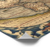 ヴィンテージ世界地図byアブラハム・オルテリウス1564 ポスター (角)