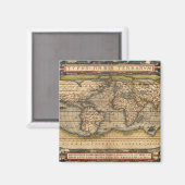 ヴィンテージ世界地図byアブラハム・オルテリウス1564 マグネット (正面/裏面)