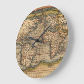 ヴィンテージ世界地図byアブラハム・オルテリウス1564 ラージ壁時計 (傾斜)