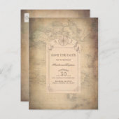 ヴィンテージ世界地図Old日付を保存 案内ポストカード (正面/裏面)