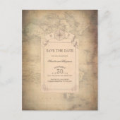 ヴィンテージ世界地図Old日付を保存 案内ポストカード (正面)