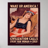 ヴィンテージ世界大戦1ウェイクアップアメリカ ポスター (正面)