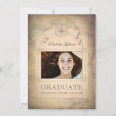 ヴィンテージ世界旅行地図卒業パーティー 招待状 (正面)