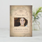 ヴィンテージ世界旅行地図卒業パーティー 招待状 (スタンド正面)