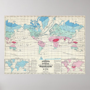 ヴィンテージ世界気候図(1870年) ポスター