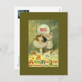 ヴィンテージ世紀の新年 シーズンポストカード (正面/裏面)