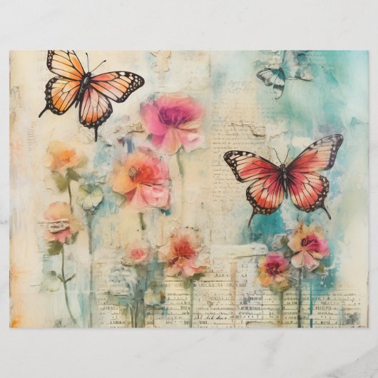 ヴィンテージ両面バタフライスクラップブック紙 (裏面)