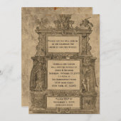 ヴィンテージ中世のウッドカットのゴシック様式の結婚式の招待 招待状 (正面/裏面)