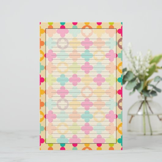 ヴィンテージ中世のロゼットパターン 便箋 (スタンド正面)