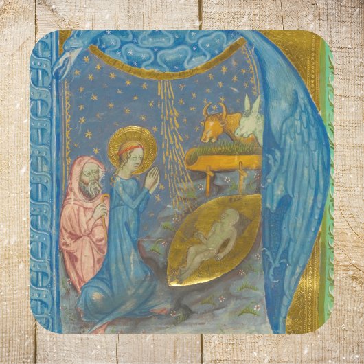 ヴィンテージ中世の宗教的なクリスマス出生 スクエアシール