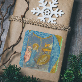 ヴィンテージ中世の宗教的なクリスマス出生 スクエアシール