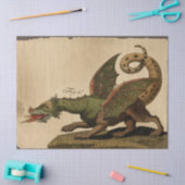 ヴィンテージ中世グリーンドラゴンデコパージュ 薄葉紙 (クラフト)