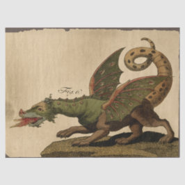 ヴィンテージ中世グリーンドラゴンデコパージュ 薄葉紙