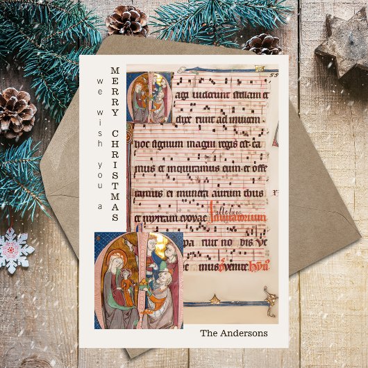 ヴィンテージ中世シートミュージッククリスマス出生 シーズンカード