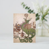 ヴィンテージ中世ドラゴンパーチメントはがき ポストカード (スタンド正面)