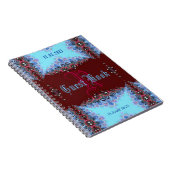 ヴィンテージ中世ブルーレッドレースのようモノグラムゲストブック ノートブック (右側)