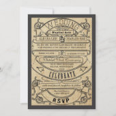 ヴィンテージ中世ルネッサンスタイポグラフィ結婚ズ 招待状 (正面)