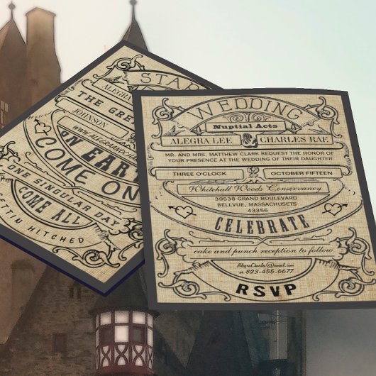 ヴィンテージ中世ルネッサンスタイポグラフィ結婚ズ 招待状