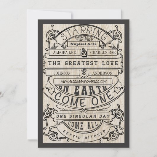 ヴィンテージ中世ルネッサンスタイポグラフィ結婚ズ 招待状 (裏面)