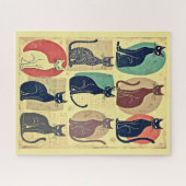 ヴィンテージ中世紀のモダン猫 ジグソーパズル (横)