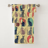 ヴィンテージ中世紀のモダン猫 バスタオルセット (インサイチュ)