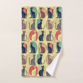 ヴィンテージ中世紀のモダン猫 バスタオルセット (ハンドタオル)