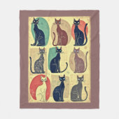 ヴィンテージ中世紀のモダン猫 フリースブランケット (正面)