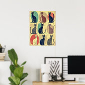 ヴィンテージ中世紀のモダン猫 ポスター (ホームオフィス)