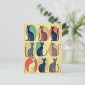 ヴィンテージ中世紀のモダン猫 ポストカード (スタンド正面)