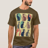 ヴィンテージ中世紀のモダン猫 Tシャツ (正面)