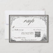 ヴィンテージ中世縁ど線結婚QR 出欠カード (正面)