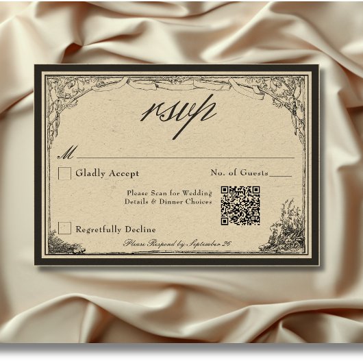 ヴィンテージ中世縁ど線結婚QR 出欠カード