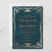 ヴィンテージ中世金ゴールドアイビー結婚式招待状 招待状 (正面)