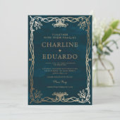 ヴィンテージ中世金ゴールドアイビー結婚式招待状 招待状 (スタンド正面)