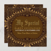 ヴィンテージ中世金ゴールドゴシックパーティの招待状 招待状 (正面/裏面)