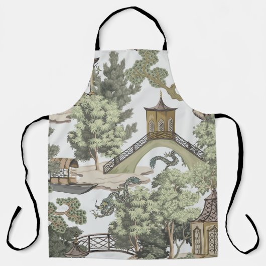 ヴィンテージ中国ののシームレスなパターン。茅野井 エプロン (正面)