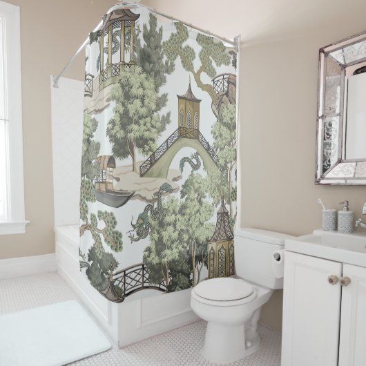 ヴィンテージ中国ののシームレスなパターン。茅野井 シャワーカーテン (インサイチュ)