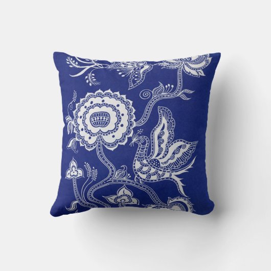 ヴィンテージ中国のインジゴろうけつ染め クッション (裏面)