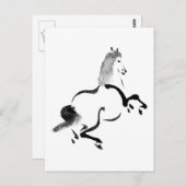 ヴィンテージ中国のウマ、白黒 ポストカード (正面/裏面)