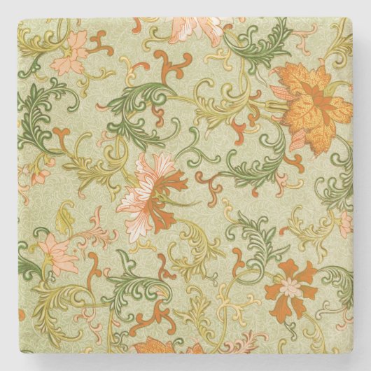 ヴィンテージ中国のオーナメントジョーンズの花 ストーンコースター (正面)