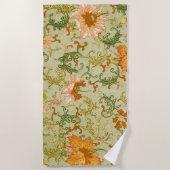 ヴィンテージ中国のオーナメントジョーンズの花 ビーチタオル (正面)