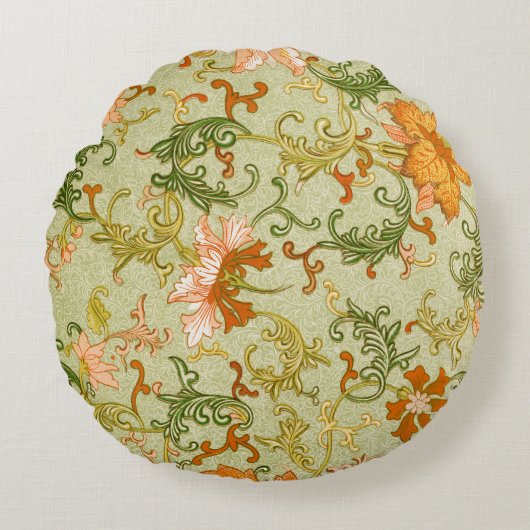 ヴィンテージ中国のオーナメントジョーンズの花 ラウンドクッション (正面)
