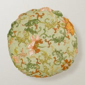 ヴィンテージ中国のオーナメントジョーンズの花 ラウンドクッション (裏面)