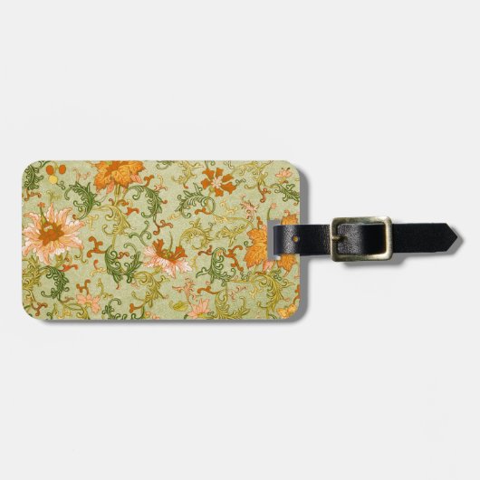 ヴィンテージ中国のオーナメントジョーンズの花 ラゲッジタグ (正面横)